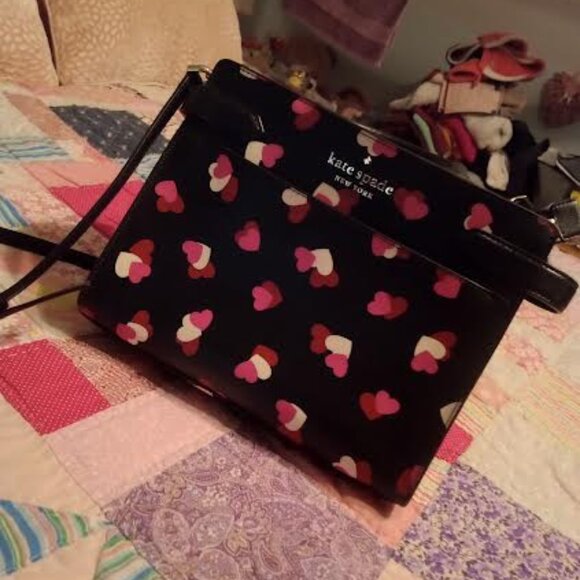 Kate Spade Medium Top Zip Satchel Crossbody Flutter Heart